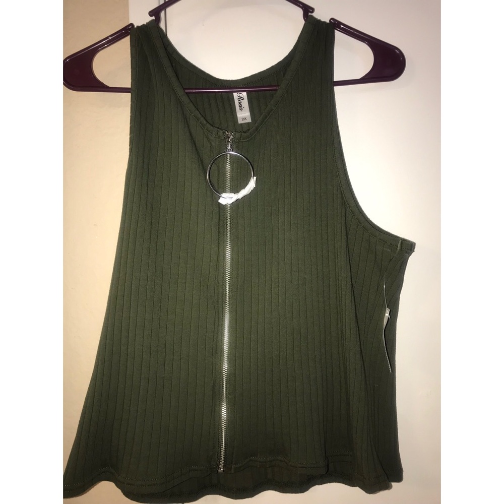 Olive Green Zipper Crop Top 💚